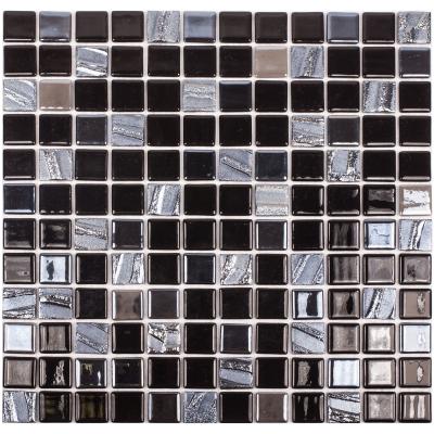 Мозаика Vidrepur С0002797 Mosaic Astra Black (на сетке) 31.7х31.7 матовая черная авантюрин, чип 25x25 квадратный