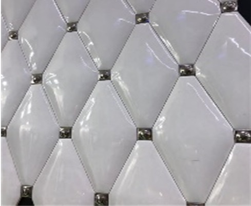 Мозаика Marble Mosaic Romb White Romb + Вставка 10x20 белая полированная моноколор, чип ромб