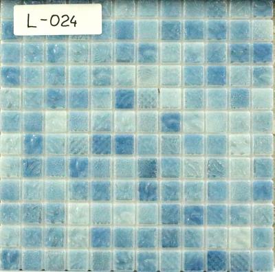 Мозаика Gidrostroy Glass Mosaic L-024 31.7x31.7 стеклянная голубая глянцевая, чип 25x25 квадратный