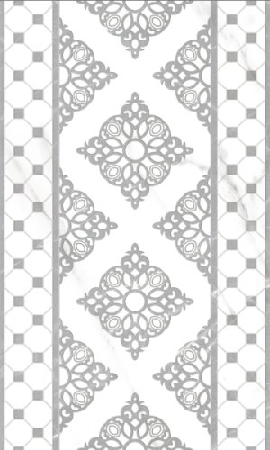 Декор Gracia Ceramica 010301002098 Elegance grey decor 01 300х500 белый глянцевый под мрамор / с орнаментом