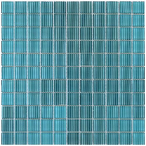 Мозаика Rose Mosaic JS3006 Stripes 32.7x32.7 синяя глянцевая полосы, чип 25x25 квадратный