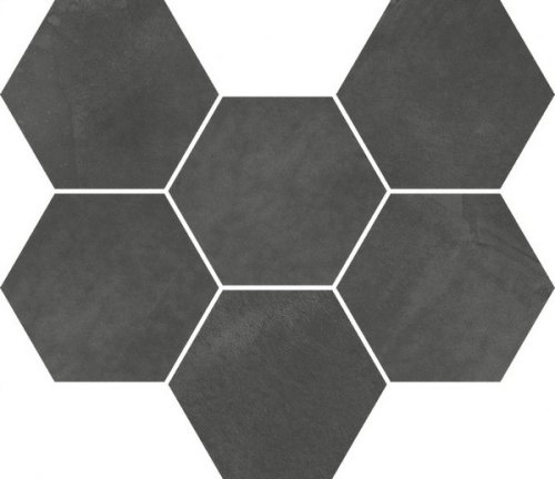 Мозаика Italon 620110000190 Континуум Петрол Гексагон / Continuum Petrol Mosaico Hexagon 25x29 темно-серая натуральная под бетон