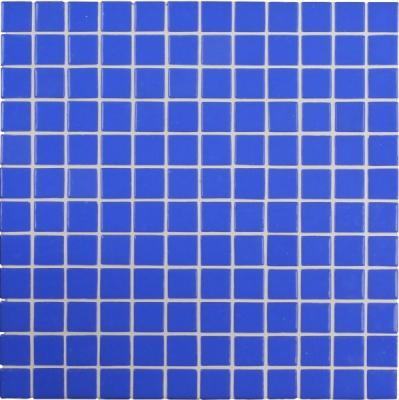 Мозаика Vidrepur Colors 106 (на бумаге) 31.7х31.7 синяя глянцевая моноколор, чип 25x25 квадратный
