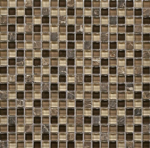 Мозаика Q-Stones 78794495 QSG-035-15/8 30.5x30.5 микс / коричневая глянцевая под камень