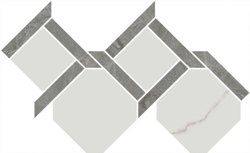 Мозаика Kerama Marazzi ID167 Риальто 3 29.5x48 белая / серая лаппатированная под мрамор, чипы разноформатные