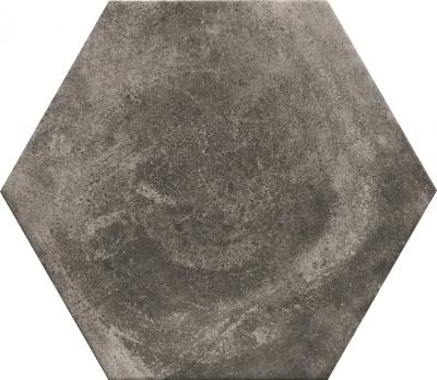 Керамогранит CIR Ceramiche Miami Pitch Black Esagona 24x27.7 серый глазурованный матовый камень