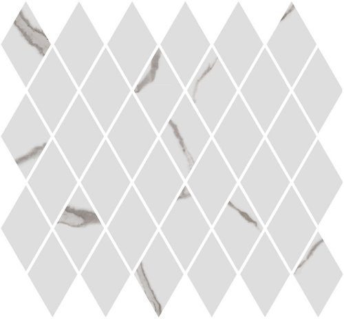 Мозаика Kerama Marazzi T054\48022 Монте Тиберио 35x37.5 белая глянцевая под мрамор, чип ромб