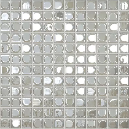 Мозаика Vidrepur С0002293 Aura White (на сетке) 31.7x31.7 белая глянцевая / рельефная перламутр, чип 25x25 квадратный