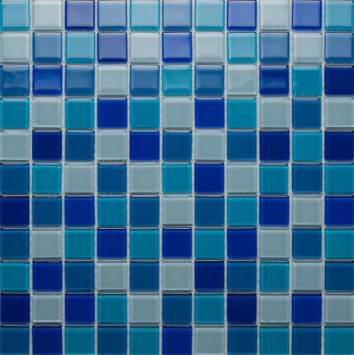 Мозаика Orro mosaic KASKAD 29.5x29.5 микс голубая/синяя глянцевая, чип 25x25 квадратный