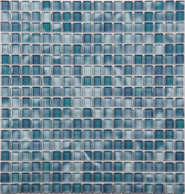 Мозаика NSmosaic SG-8038 EXCLUSIVE 30.5x30.5 голубая глянцевая оттенки цвета, чип 15x15 квадратный