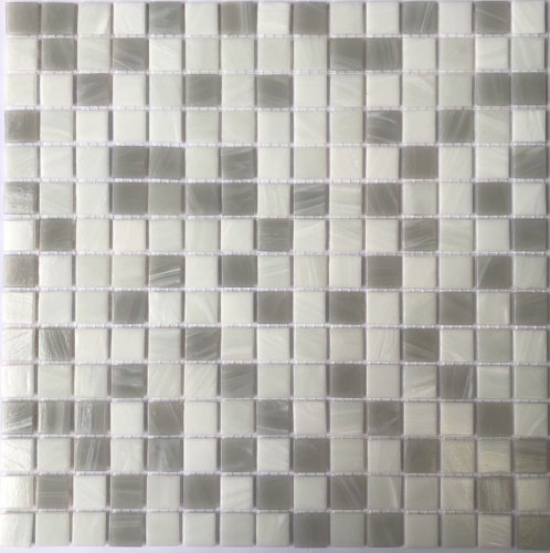 Мозаика Pixel mosaic PIX 123 из стекла 31.6x31.6 белая / серая глянцевая под камень / оттенки цвета, чип 20x20 мм квадратный