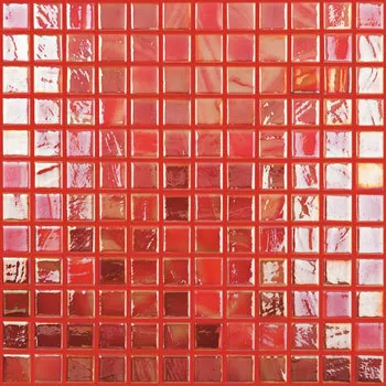 Мозаика Vidrepur С0002928 Antarctica Mosaic Coral №577 (на сетке) 31.7х31.7 красная глянцевая перламутр, чип 25x25 квадратный