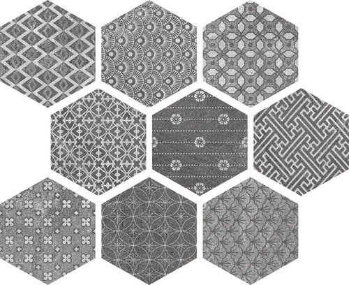 Керамогранит APE 35718 Soft Hexagon Kendo Mix Grey 23x26 серый матовый под камень