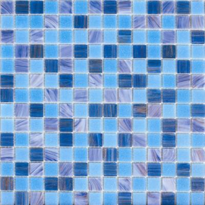 Мозаика ROSE MOSAIC Paradise (A12, A13, G15) (размер чипа 20x20 мм) 32.7x32.7 голубая глянцевая авантюрин