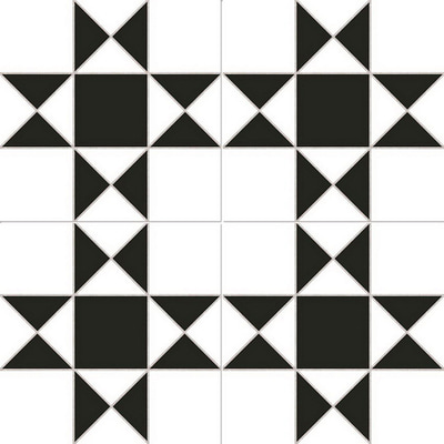 Напольная плитка Dualgres DG_CH_CAR_WH_N CHIC COLLECTION Cardiff White 45x45 черно-белая глазурованная матовая пэчворк