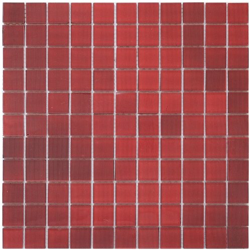 Мозаика Rose Mosaic JS4005 Stripes 32.7x32.7 красная глянцевая полосы, чип 25x25 квадратный