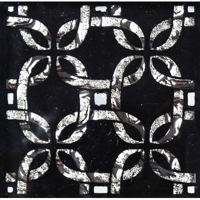 Напольная вставка Роскошная мозаика ВБ 07 6.6x6.6 Ажур черная стеклянная