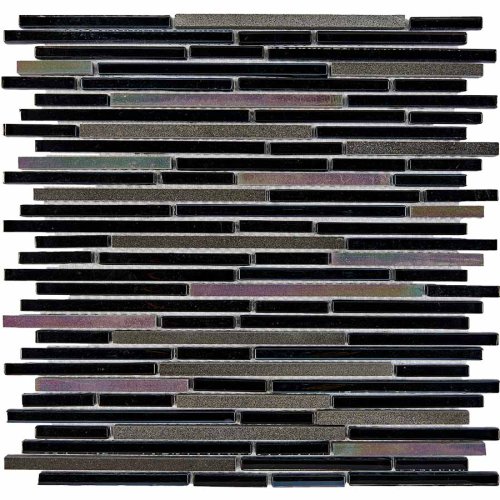 Мозаика Pixel mosaic PIX 734 из туфа и стекла 30x30 серая / черная матовая / глянцевая под камень / оттенки цвета, чип 8x48/98/148 мм прямоугольный