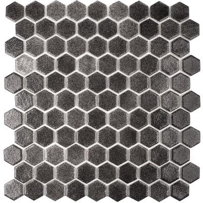 Мозаика Vidrepur С0003098 Hex № 509 Antid. 30.7х31.7 (на сетке) черная противоскользящая, чип гексагон
