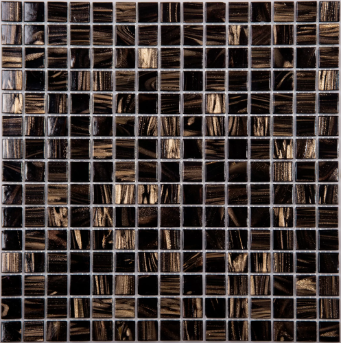 Мозаика NSmosaic SE10 GOLDEN 32.7x32.7 черная / коричневая глянцевая авантюрин, чип 20x20 квадратный