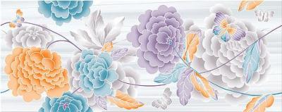 Декоративная плитка Azori 582592001 Этель "Флорис" 20.1x50.5 белая / оранжевая / голубой / фиолетовая глазурованная глянцевая флористика