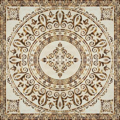 Ковер из керамогранита Infinity Ceramic Tiles Castello Tramonte Roseton Beige 120x120 (60x60x4) бежевый глазурованный глянцевый с орнаментом