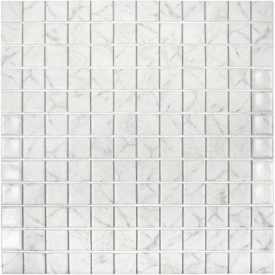 Мозаика Vidrepur С0002170 Marble № 4300 (на сетке) 31.7x31.7 белая глазурованная глянцевая под камень, чип 25x25 квадратный