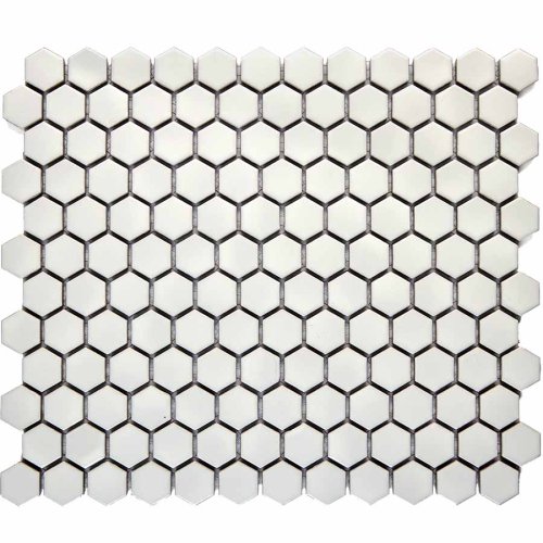 Мозаика Pixel mosaic PIX608 из керамогранита 26.5x31.2 белая матовая моноколор, чип 23х26 мм гексагон