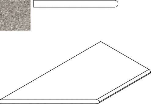 Спецэлемент Italon 620090001032 Grey Bor. Round Sx / Грэй Бортик закругленный левый 30x60 серый матовый под камень