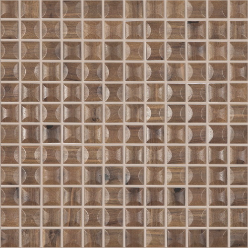 Мозаика Vidrepur С0002265 Wood № 4204/В (на сетке) 31.7x31.7 коричневая матовая / рельефная под дерево, чип 25x25 квадратный