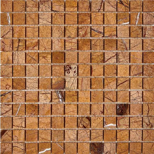 Мозаика Pixel mosaic PIX293 из мрамора Rain Forest brown (Bidasar brown) 30x30 коричневая полированная под камень / оттенки цвета, чип 23х23 мм квадратный