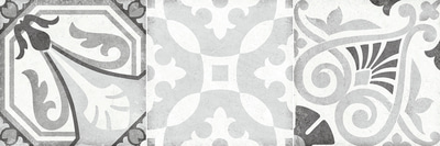 Настенная плитка ALMA Ceramica TWA11COR017 Costa Rica 60x20 белая / серая матовая с орнаментом / пэчворк