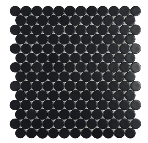 Мозаика Vidrepur С0003592 Circle № 6108 (на сетке) 30.6x31.4 черная матовая моноколор, чип круглый