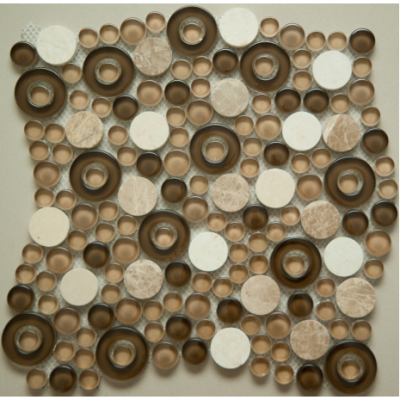 Мозаика NSmosaic S-825 EXCLUSIVE 28x28 бежевая матовая под камень, чип круглый