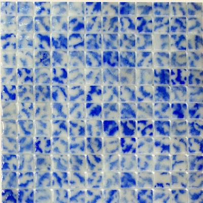 Мозаика Gidrostroy Glass Mosaic TM-001 31.7x31.7 стеклянная бело-синяя глянцевая, чип 25x25 квадратный