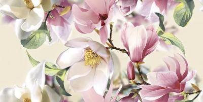 Настенная плитка Azori 504541101 Boho Magnolia 63x31.5 розовая глянцевая флористика