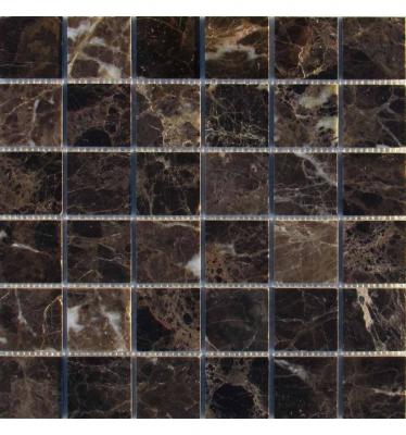 Мозаика FK Marble 30030 Classic Mosaic Emperador Dark 48-6P 30.5x30.5 коричневая полированная, чип 48x48 квадратный