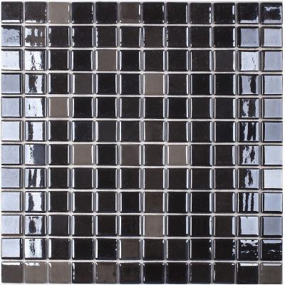 Мозаика Vidrepur С0001443 Lux 407 (на сетке) 31.7х31.7 черная глянцевая оттенки цвета, чип 25х25 квадратный