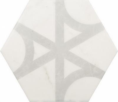 Керамогранит Equipe 23103 Carrara Hexagon Flow 20x17.5 белый глазурованный матовый под камень