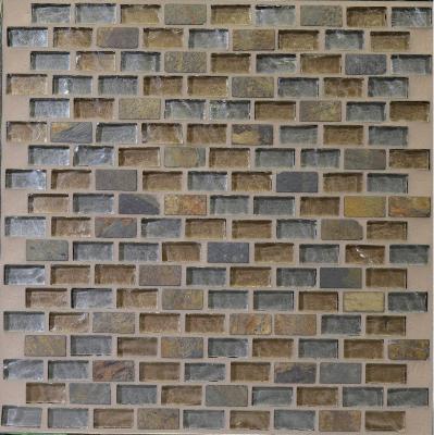 Мозаика Orro mosaic LOFT COOPER 29.4x30.7 микс серая/бежевая глянцевая, чип 15x30 прямоугольный