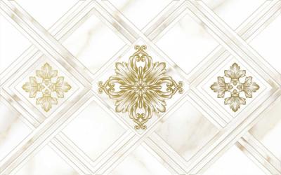 Декоративная плитка Global Tile 10300000203 Calacatta Gold ромбы с орнаментом 40x25 бежевая глянцевая под камень