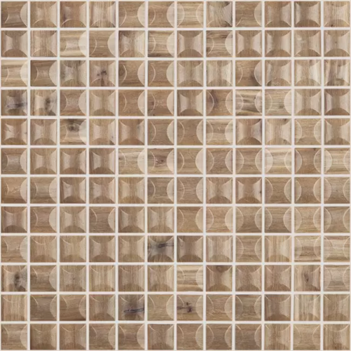 Мозаика Vidrepur С0002264 Wood № 4201/В (на сетке) 31.7x31.7 коричневая матовая / рельефная под дерево, чип 25x25 квадратный