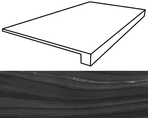 Ступень фронтальная Italon 620070001036 Surface Astrus Scalino Frontale / Серфейс Аструс 33x120 черная глянцевая под камень