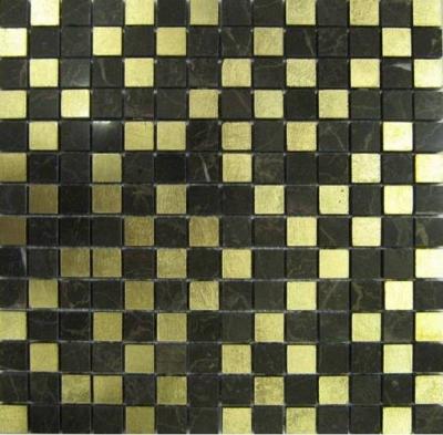 Мозаика FK Marble 30138 Luxury Mosaic Gold Leaf 30.5x30.5 золотой / черная полированная