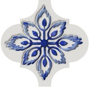 Декоративная плитка Kerama Marazzi VT/A319/65000 Арабески Майолика 4 6.5х6.5 бело-голубая глянцевая с орнаментом