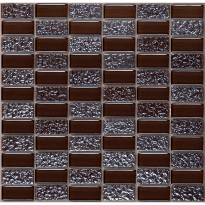 Мозаика NSmosaic SG-8029 EXCLUSIVE 29.8x29.8 коричневая глянцевая моноколор, чип 23x48 прямоугольный