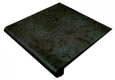 Ступень фронтальная Gres De Aragon Rounded Stair-Tread Antracite 32.5x33 черная матовая под камень