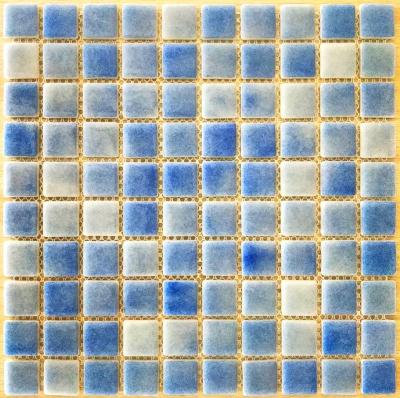 Мозаика Gidrostroy Glass Mosaic QB-001 31.7x31.7 стеклянная голубая глянцевая, чип 30x30 квадратный