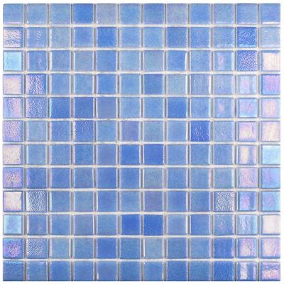 Мозаика Vidrepur С0002269 Shell № 552 (на сетке) 31.7x31.7 синяя глазурованная глянцевая оттенки цвета / перламутр, чип 25x25 квадратный