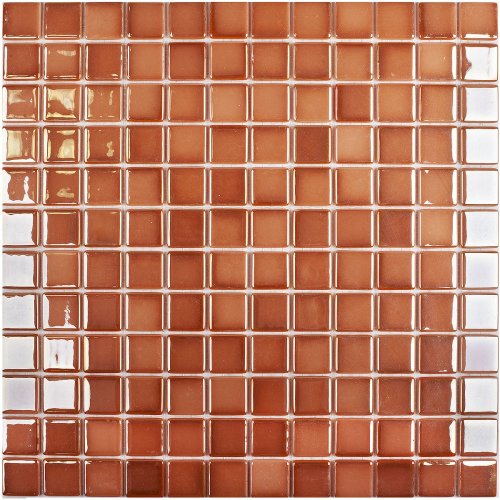 Мозаика Vidrepur 1043442 Deco № 305 31.7х31.7 терракотовая глянцевая оттенки цвета, чип 25х25 мм квадратный